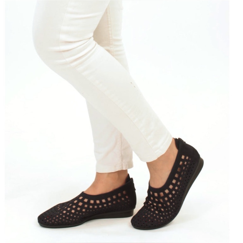 Arche Women's Nirick Perforated Black Nubuck Slip- On Shoe Size 6 US